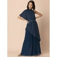 thumbnail image 5 of Teal Foil One Shoulder Belted High Low Kurta, 5 of 6