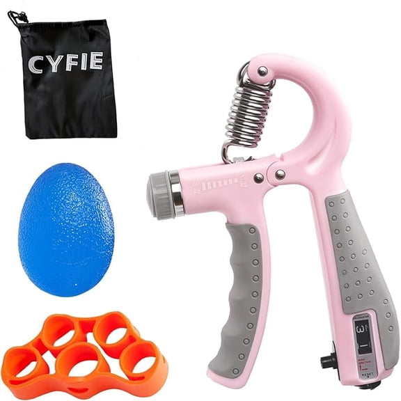 CYFIE Grip Strength Trainer with Adjustable Resistence 10-132 Lbs, Hand Grip Strengthener, Finger Strengthener, Stress Relief Ball, Forearm Strengthener, Ideal for Athletes and Physical Therapy