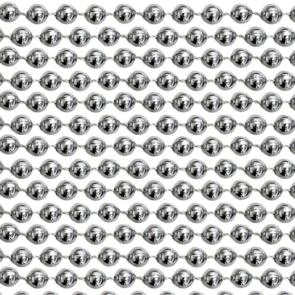 48" 16mm Round Metallic Silver Mardi Gras Beads - Dozen (12 Necklaces)