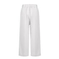 thumbnail image 5 of HKYNLAG Cotton Linen Pants Women Summer Boho Dressy Casual Straight Leg Capri Pants Elastic Waist Beach Trousers with Pockets White 3XL, 5 of 6
