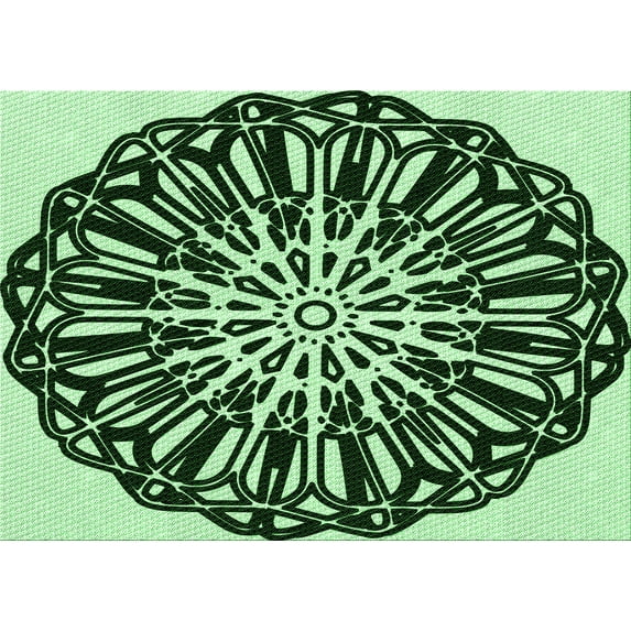 Ahgly Company Indoor Rectangle Patterned Dark Forest Green Area Rugs, 2' x 5'