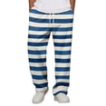 thumbnail image 3 of Men Striped Printed Baggy Pants Elastic Drawstring Waist Wide Leg Casual Sweatpants Loose Streetwear Long Trousers With Pockets 2XL, 3 of 7