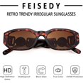 thumbnail image 5 of FEISEDY Small Square Sunglasses for Women Men Vintage Trendy Irregular Sunglasses B2322, 5 of 14