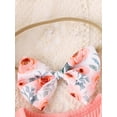 thumbnail image 4 of Infant Baby Girls Romper Dress, Fly Sleeve Crew Neck Floral Jumpsuit with Bowknot Headband Set, 4 of 9