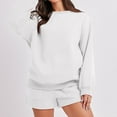 thumbnail image 6 of BiZtdJrK Women 2 Piece Outfits Sets Loose Fit Casual Fall Set Crew Neck Long Sleeve Tops and Shorts Matching Sweatsuits with Pockets White XXXL, 6 of 10