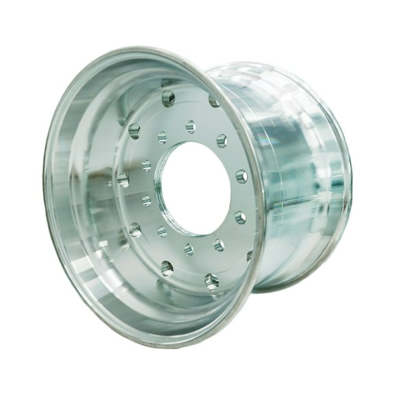 Super Single Truck Wheels 22.5x14 Rims Flat Face Polished Hub Pilot 2pc.