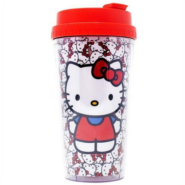 Hello Kitty All-Over Faces 16oz Double Wall Plastic Travel Mug