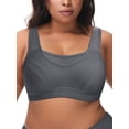 thumbnail image 3 of Deyllo Women's Sports Bras Plus Size High Impact Full Support Non-padded Wireless Workout Running Exercise Bra Activewear, Gray 42H, 3 of 12