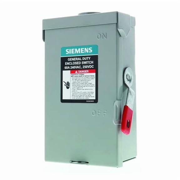 Siemens Non-Fusible, Safety Switch, General Duty, 240 V, 2PST, NEMA 3R GNF222RA