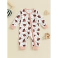 thumbnail image 2 of Suealasg Western Baby Girls Fall Jumpsuit 3 6 12 18 24 Months Infant Girls Long Sleeve Cattle Head Cow Cactus Print Zipped Romper Bodysuits Newborn Autumn Country Coming Home Clothes, 2 of 7