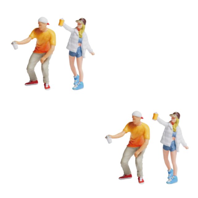 Wweixi Figurine Diorama 1/87 Personnages en Résine Disposition de Train Blanc Jaune 2Ensemble