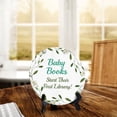 thumbnail image 2 of Baby Books Start Their First Library! Baby Shower Decoration Circle 5x5" Table Sign Home Decor | Baby Party Signs, 2 of 9