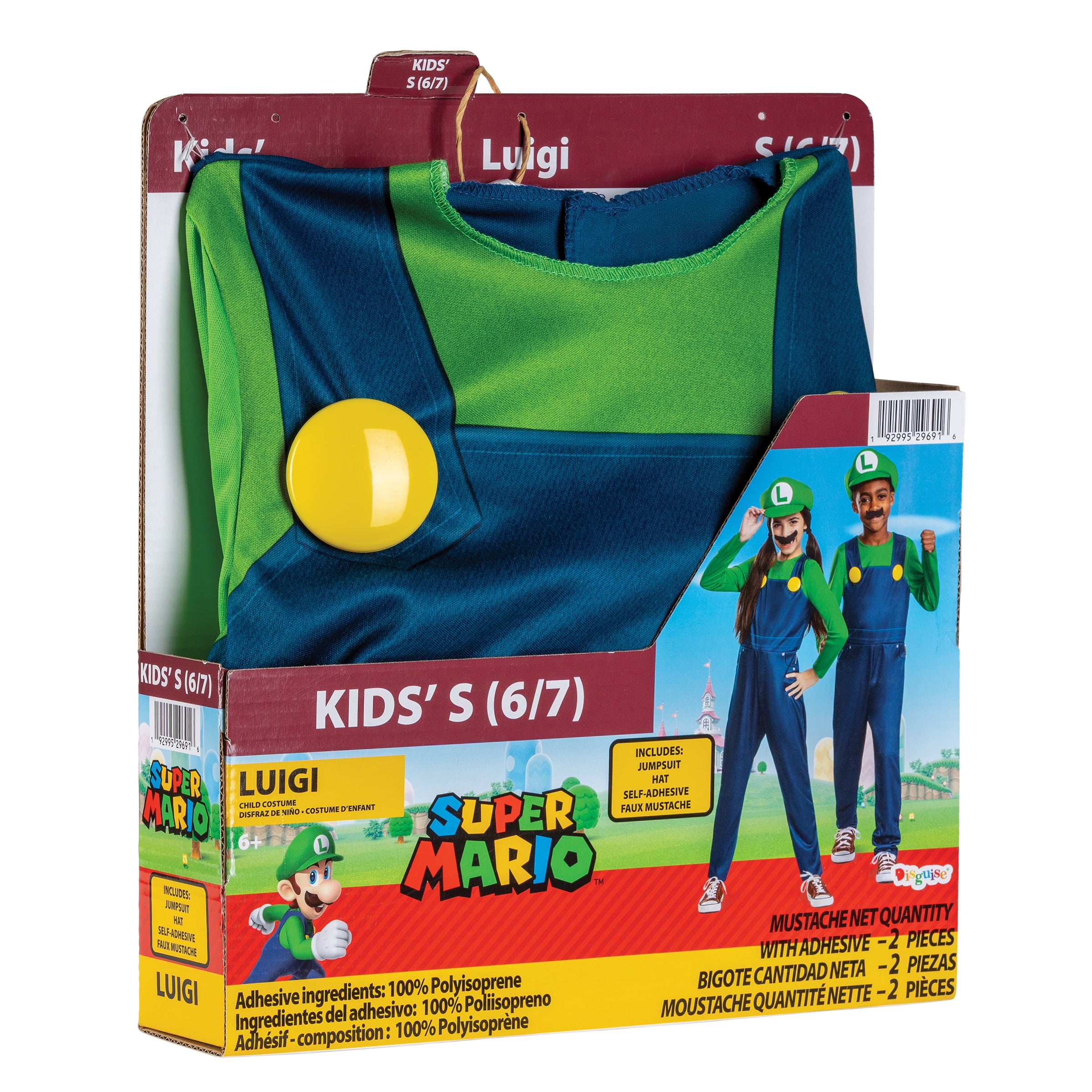 Nintendo Super Mario Bros. Luigi Halloween Costume for Children, Boys Size S (6/7), by Disguise