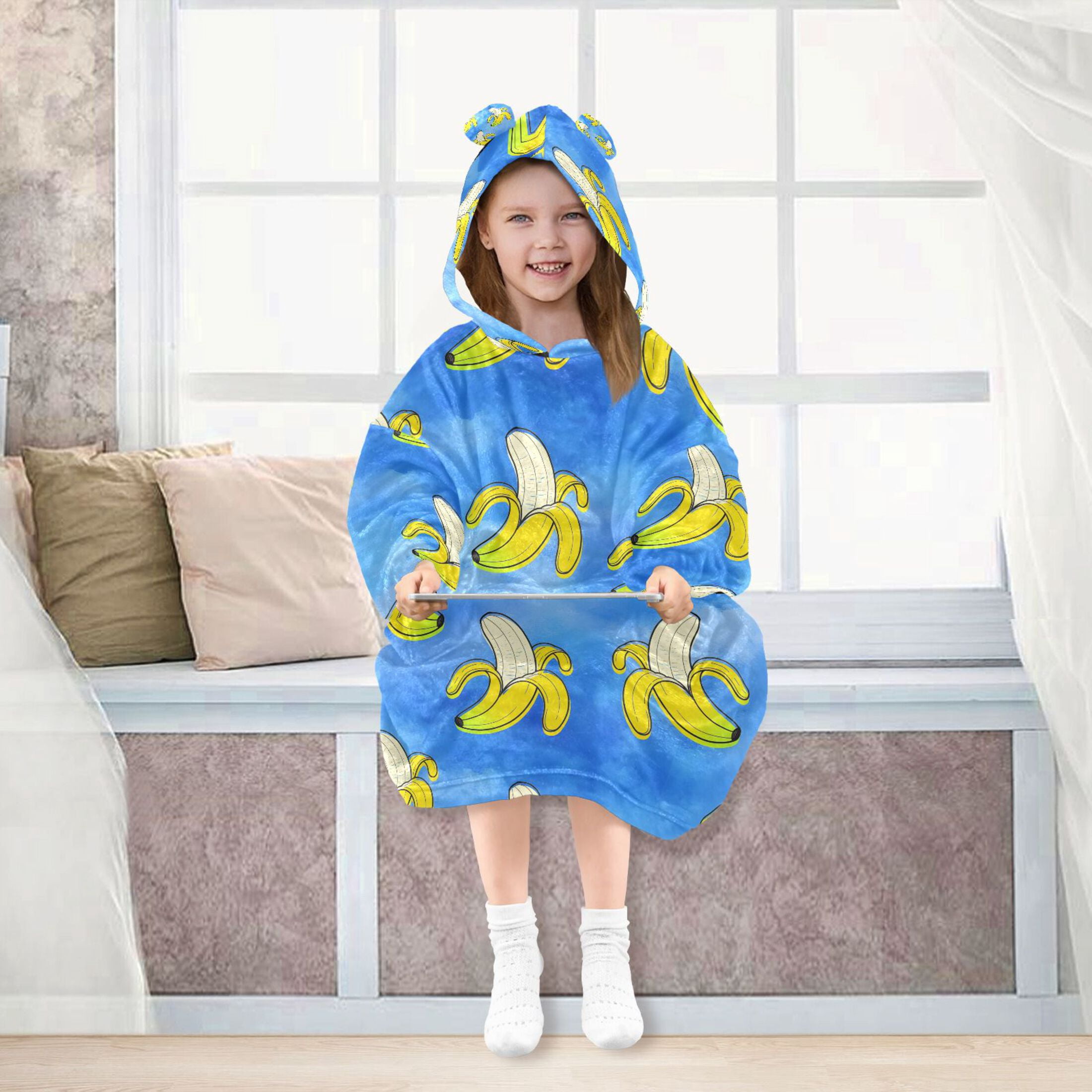 joogoo Wearable Blanket Hoodie for Bananas Tie Dye Flannel Sherpa Pocket 3-14 YR S
