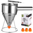 thumbnail image 1 of Dispensador de masa para panqueques, dispensador de tartas de embudo de acero inoxidable de 40 oz, dispensador de masa para cupcakes con soporte de 4 boquillas de calibre, dispensador de masa para pan, 1 of 8
