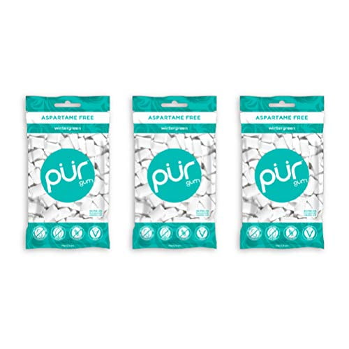 PUR Gum Sugar Free Chewing Gum with Xylitol - Natural Wintergreen Flavor - 55 Pieces (Pack of 3)