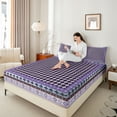 thumbnail image 4 of Feelyou Purple Plaid Buffalo Twin Sheet Sets, Hippie Western Aztec Twin Fitted Sheet, Teens Kids Boys Girls Flat Sheet, Lightweight Room Decor, 3-Piece, 4 of 7