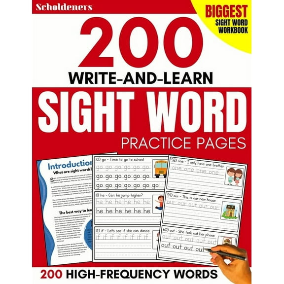 200 Write-and-Learn Sight Word Practice Pages: Learn the Top 200 High-Frequency Words Essential to Reading and Writing Success (Sight Word Books) (Paperback)