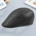 thumbnail image 3 of Grandest Birch Newsboy Cap Retro Soft Comfortable Waterproof Solid Color Keep Warm Faux Leather Winter Thermal Men Beret Flat Hat for Outdoor, 3 of 7