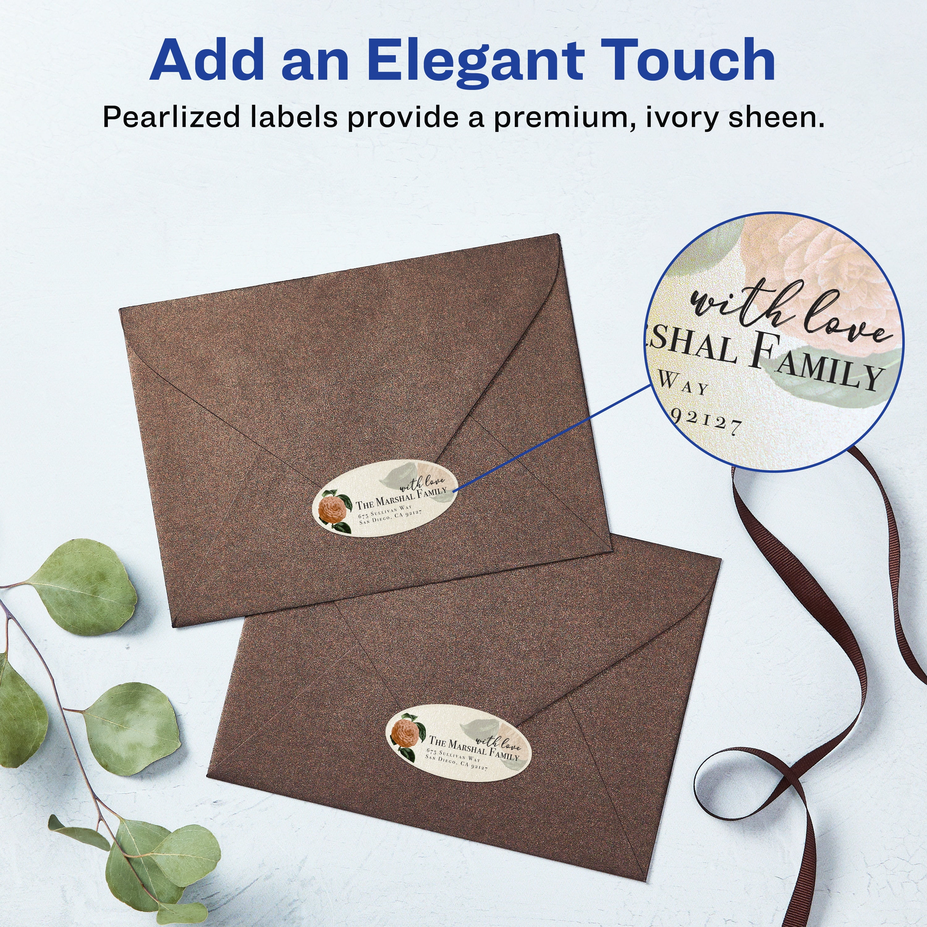 Avery Pearlized Ivory Oval Labels, 1.5" x 2.5", 180ct