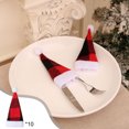 thumbnail image 4 of Mini set de sombrero navideño pack de 10 | Decoración de botella de vino de tela roja, un pequeño sombrero para vajilla, portautensilios, recuerdo para la fiesta | Adorno navideño festivo, 4,72 en, 4 of 7
