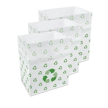 Clean Cubes 13 Gallon Disposable Household Recycled Paper Trash Cans, Recycle Pattern, 3 Pack