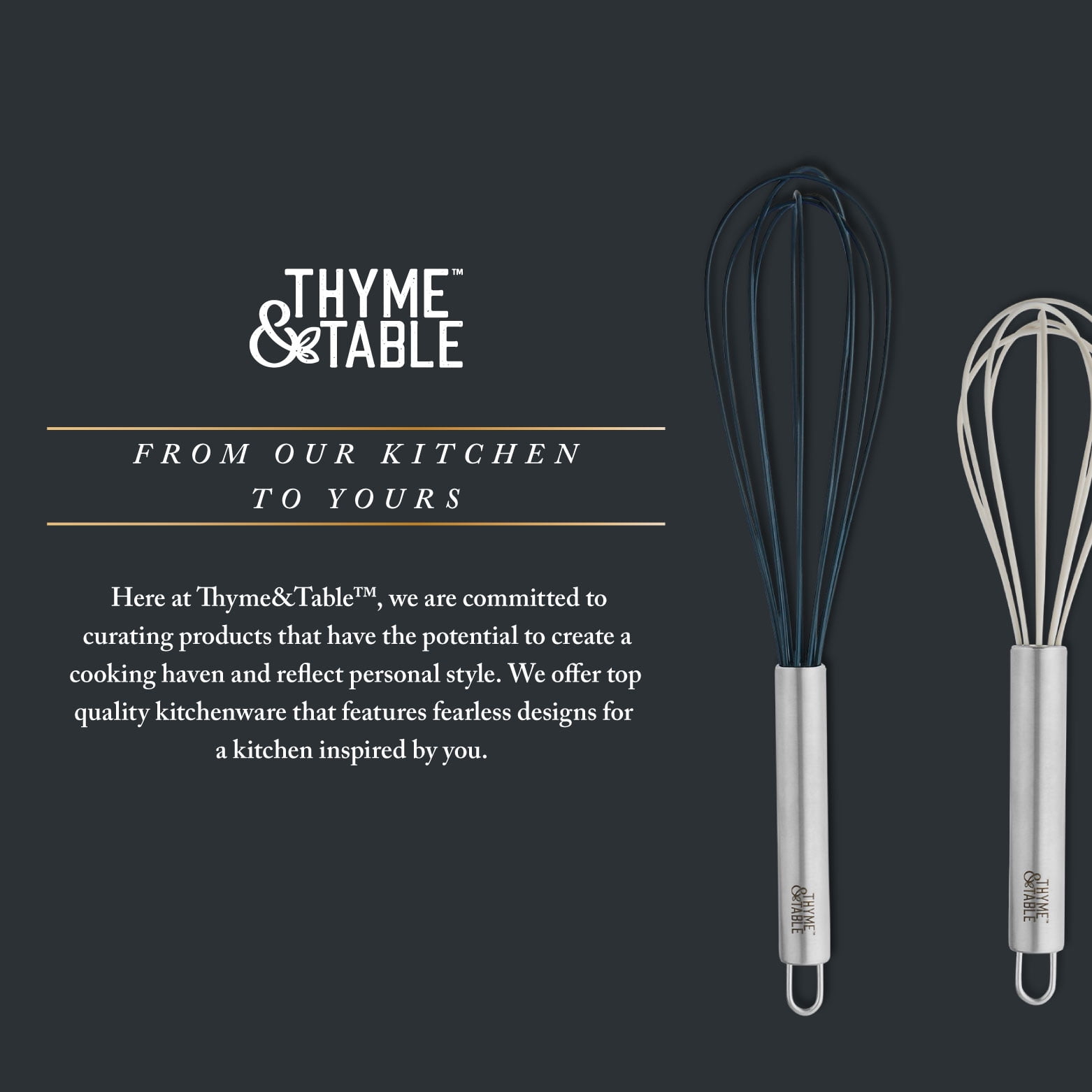 Thyme & Table 3-Piece Silicone Whisk Set, Multi Size
