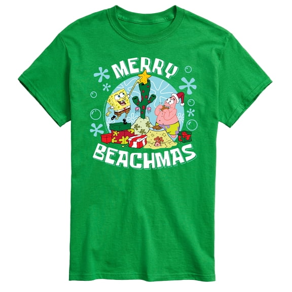 SpongeBob SquarePants - Merry Beachmas Patrick and Spongebob - Men's Short Sleeve Graphic T-Shirt