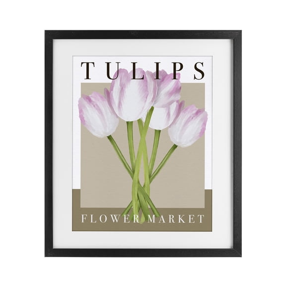 Stupell Industries Contemporary Tulips Flower Market Black Framed Print Under Glass, 13 x 16, by Jennifer Stith