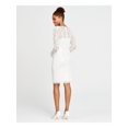 thumbnail image 2 of ADRIANNA PAPELL Womens Ivory Beaded Sequined Zippered Printed Long Sleeve Illusion Neckline Above The Knee Formal Sheath Dress 6, 2 of 5