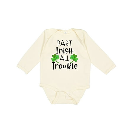 

Inktastic Part Irish All Trouble St. Patrick s Day with Green Clovers Gift Baby Boy or Baby Girl Long Sleeve Bodysuit