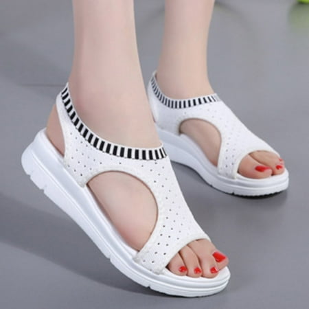 

Akiihool Dressy Sandals Women Wide Women’s Flat Sandals Slip On Summer Gladiator Open Toe Braided Slingback Shoes (White 7.5)
