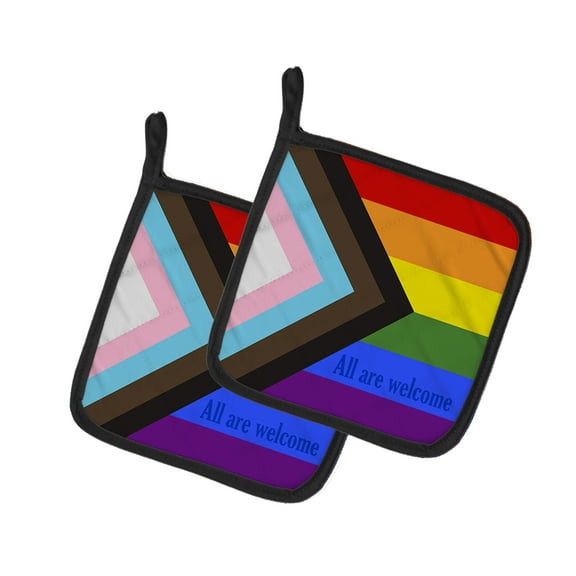 Gay Progress Pride All are Welcome Pair of Pot Holders