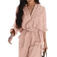 thumbnail image 4 of DYMADE Women Plus Size Slim Waist Long Sleeve Cropped Pants Fashion Jumpsuit With Belt, 4 of 4