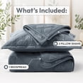 thumbnail image 2 of Moonlight20015 Velvet Quilt Set 3 Piece Geometric Pattern Embossed Bedspread Reversible 350GSM Soft Microfiber Comforter Bluish Grey Full/Queen, 2 of 10