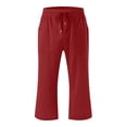 thumbnail image 3 of Dpytoraw Kids Comfortable High Waisted Wide Leg Pants Drawstring Elastic Trousers Comfy Straight Leg Long Pants With Pockets Girls Ruffled Hem Denim Shorts Size 6-7 Years, 3 of 4