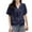 Navy Short Sleeve for Women, variant on Women's Short Sleeve V Neck Button Front Blouse Textured Fabric Lightweight Summer Daily Top Navy XXL