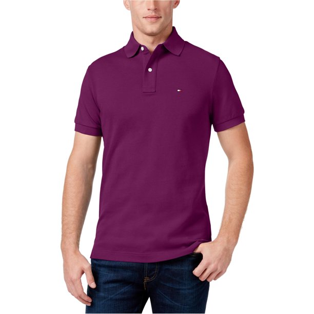 Tommy Hilfiger - Polo de rugby para hombre, ajuste clásico, color morado, mediano