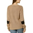 thumbnail image 3 of Allegra K Women's Drop Shoulder Elbow Cat Patch Loose Pullover Sweater, 3 of 6