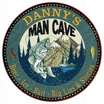 DANNY'S Man Cave Fishing 12" Round Metal Sign Garage Bar Wall Décor 200120004147