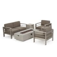 thumbnail image 5 of Noble House Cape 7-Seater Aluminum Estate Collection with Fire Pit in Khaki Gray, 5 of 9