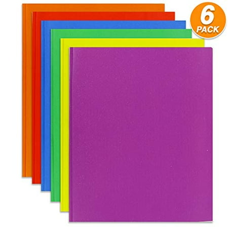 Emraw 2 Pocket File Folder Customizable Durable Poly Cover Paper Portfolio with Prongs Assorted Colors Business Portfolio for Papers and Office Cards (Pack of 6)