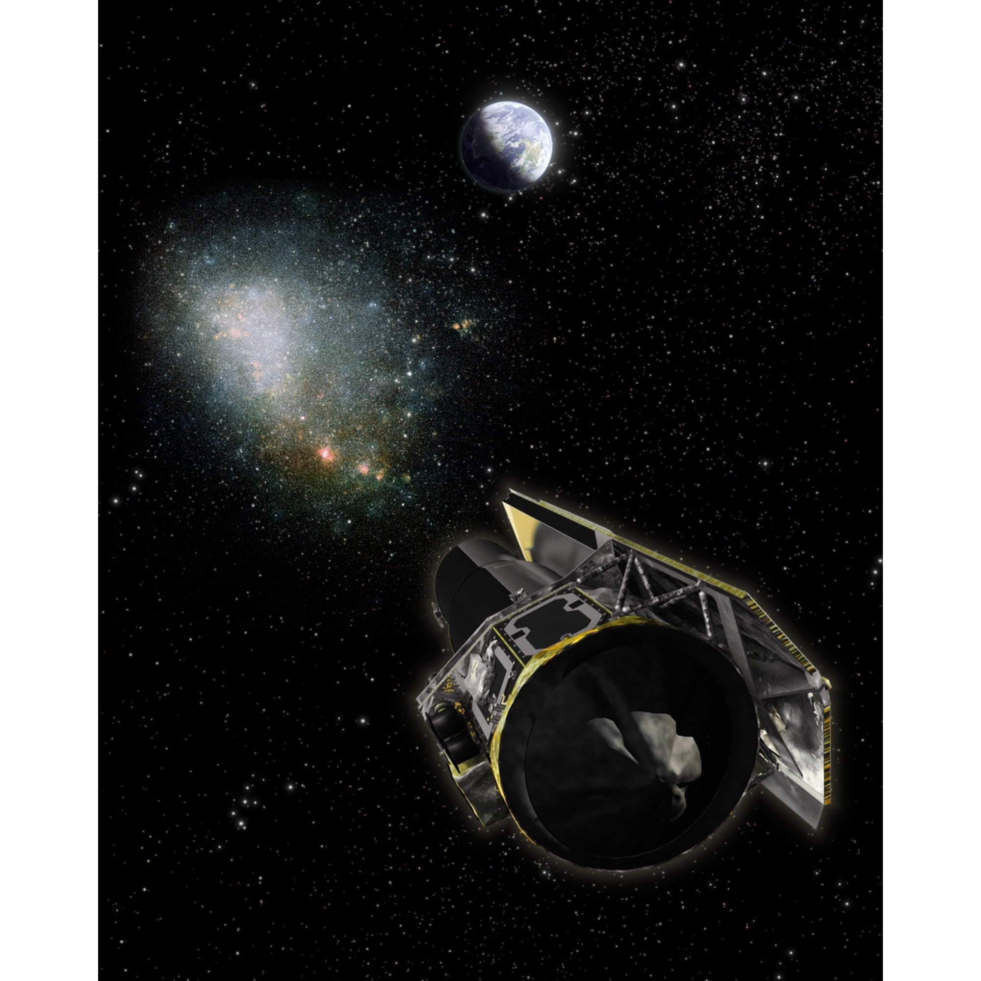 Earth a Milky Way object and the Spitzer Space Telescope Canvas Art - Stocktrek Images (25 x 31)