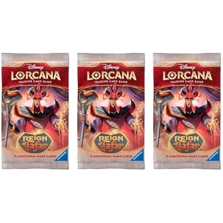 3 Packs Lorcana 12 Card Booster Pack Lorcana Reign of Jafar