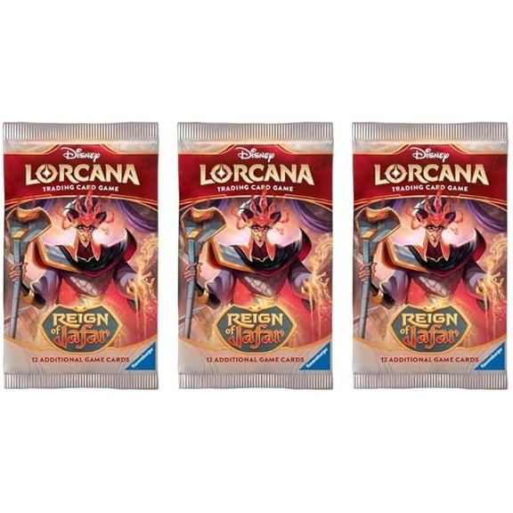 3 Packs Lorcana 12 Card Booster Pack Lorcana Reign of Jafar