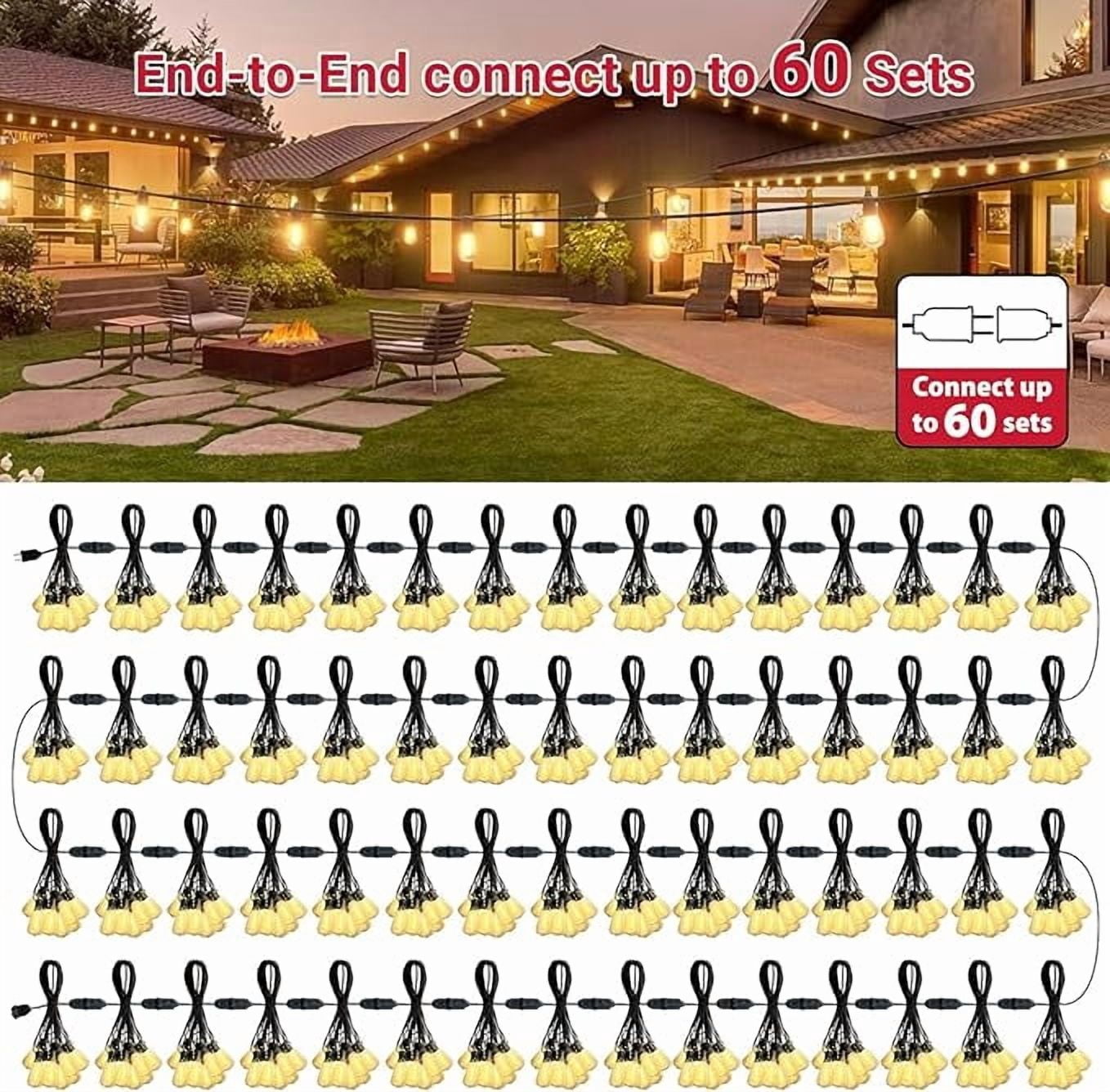 4-Pack 26FT Outdoor Waterproof Patio Lights, 12+1 Shatterproof ST38 Edison Bulbs, Connectable Hanging String Lights for Daily & Party Decoration