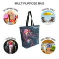 thumbnail image 7 of FORMRS Womens Canvas Tote Bag with Zipper Inner Pocket Shoulder Handbag, Glowing Jellyfish, 7 of 7