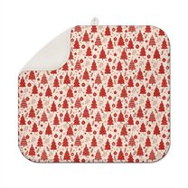 Red Christmas Tree Pattern Dish Drying Mat for Kitchen 1 Pack, Ultra Absorbent Microfiber Dishes Drainer Mats,16x18in(41x46cm)