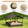 thumbnail image 2 of Yaheetech Outdoor Rattan Dog House with Canopy and Foam Cushion, Brown/Khaki, 2 of 7
