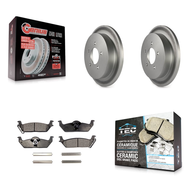 Transit Auto Rear Coated Disc Brake Rotors and Ceramic Pads Kit for Car 2004 Ford F-150 with 5 Lug Wheels 11th Digit Of Vin Is C KGT-101776